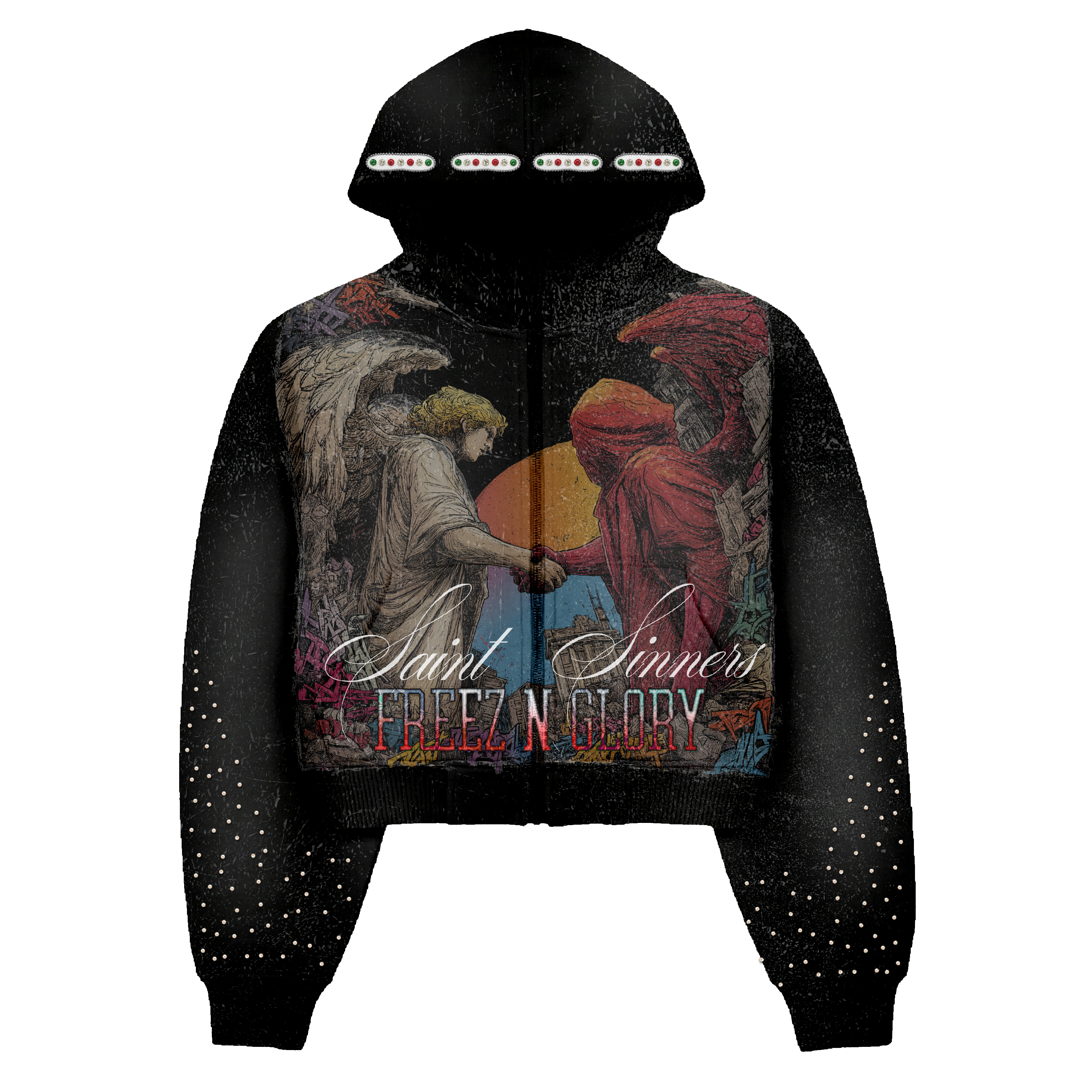 Freez N Glory x 'Saint Sinners' Zip Up Hoodie